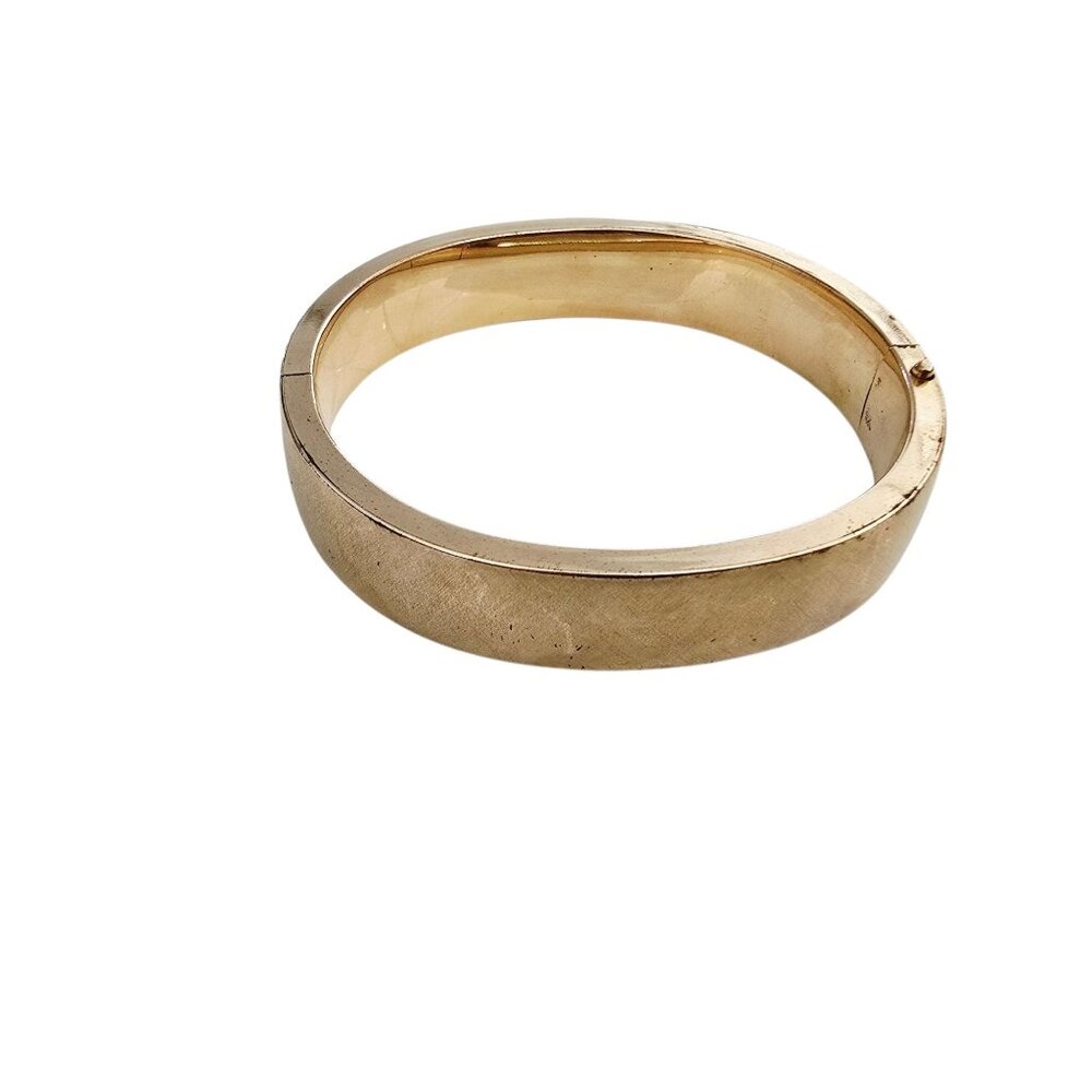 Vintage Matte Gold Initialed possibly MJS? Bangle Bracelet (GFBWC-5) - Picture 6 of 8